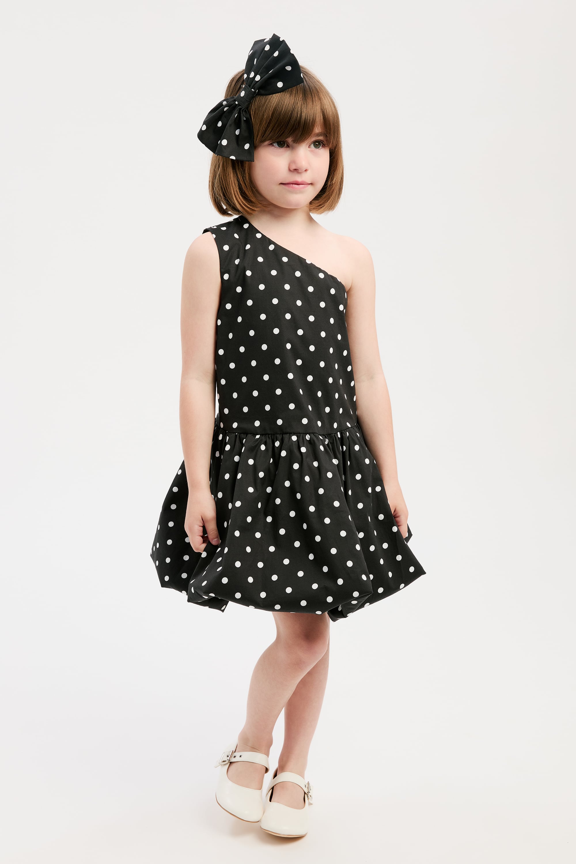 bardot junior black dress Kids' Girls Alice Polka Dot Bubble In Fully lined Size:I (32-34) Girl 1930s silk velvet Sau Lee’s Penelope Backless