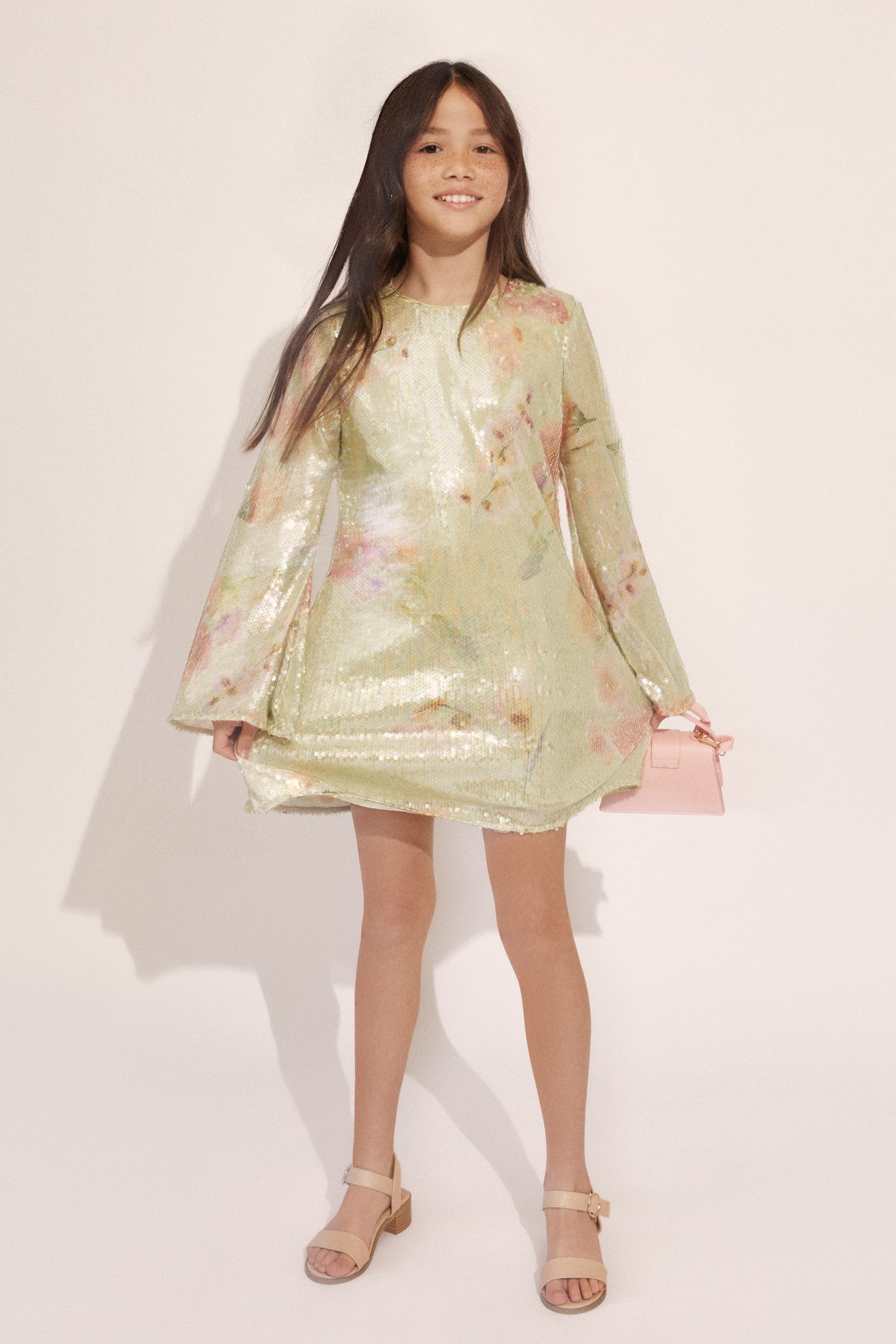 Shop Bardot Junior Girls Monique Sequin Dress In Green Flo